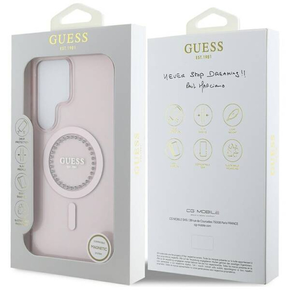 GUESS Case for Samsung Galaxy S25 Ultra, 4G Big Metal Logo, pink