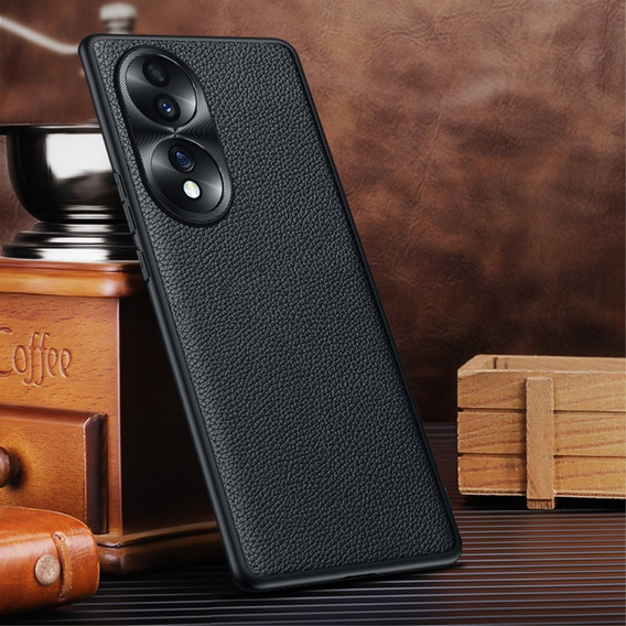 Leather case for Honor 70 5G, leather hybrid, black