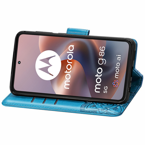 Flip case for Motorola Moto G86 Power 5G, Butterfly, blue