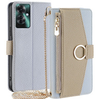 Flip case for Oppo Reno 11F 5G, Wallet Zipper Pocket, with mirror, blue