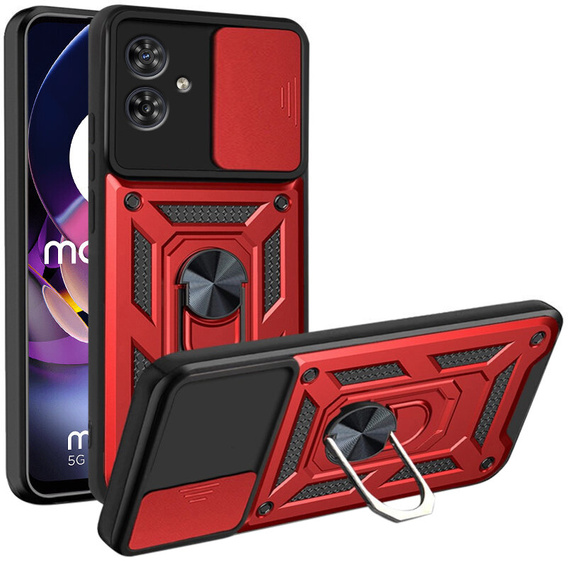 Case for Motorola Moto G54 5G, CamShield Slide, red