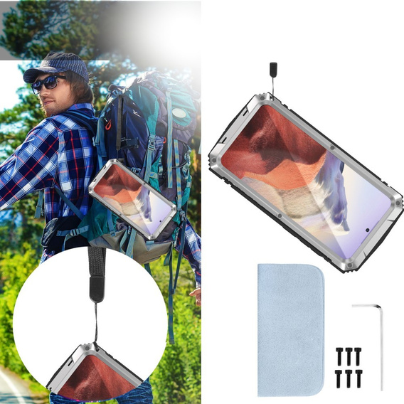 Armored case for Samsung Galaxy S25, R-JUST, silver