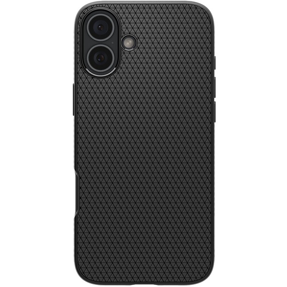 Spigen case for iPhone 16 Plus, Liquid Air, black + 9H Tempered Glass
