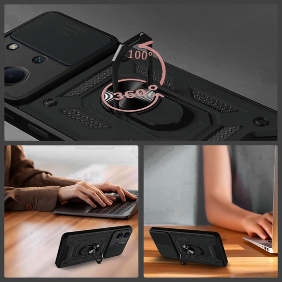 Armoured case for Xiaomi Redmi 15C 4G/LTE, with camera protection, with stand, black