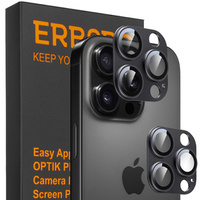 Camera glass for iPhone 16 Pro / 16 Pro Max, black metal overlay ERBORD