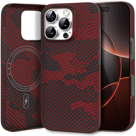Case for iPhone 16 Pro Max, Aramid Fiber MagSafe, red