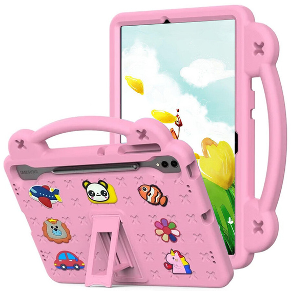 Children's case for Samsung Galaxy Tab S9 FE+ Plus, Cute Patterns, with stand, pink