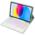 Case with illuminated bluetooth touchpad keyboard for iPad 10.9" 2022 (10 gen.), light green