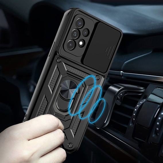 Armored case for Samsung Galaxy A13 4G, armored Slide Ring, black + 9H glass