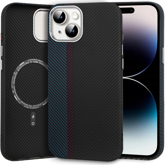 MagSafe's iPhone 14 Case, Carbon Fiber, black / blue