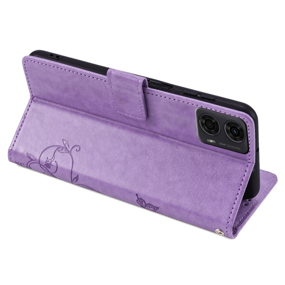Flip case for Motorola Moto E14, Butterfly, purple