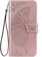 Flap case for Oppo Reno 14F, wallet, Butterfly, rose gold
