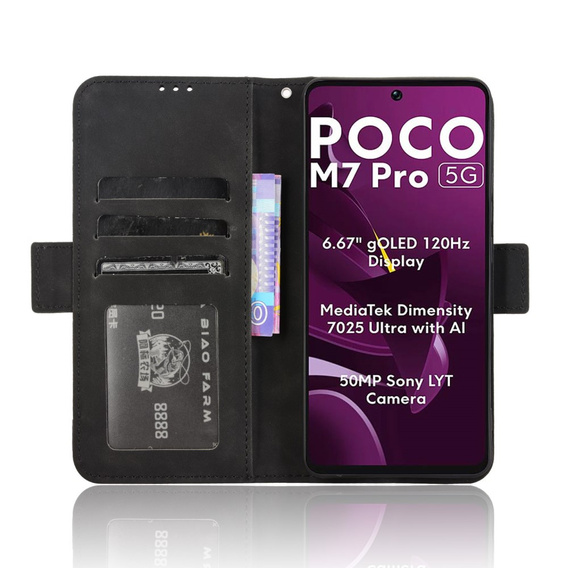 Flip case for Xiaomi Poco M7 Pro 5G, Card Slot, black