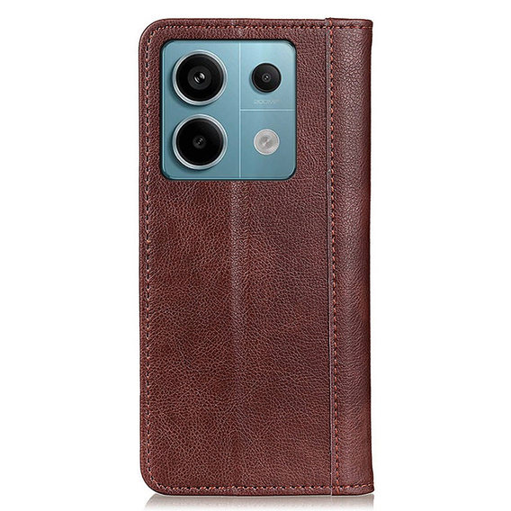 Case for Xiaomi Redmi Note 13 Pro 5G, Wallet Litchi Leather, brown