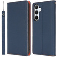 Flip case for Samsung Galaxy S25, Litchi Skin Grain, dark blue