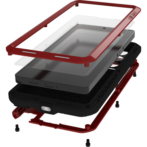 Love Mei Case for Samsung Galaxy S25 Ultra, armored with glass, red