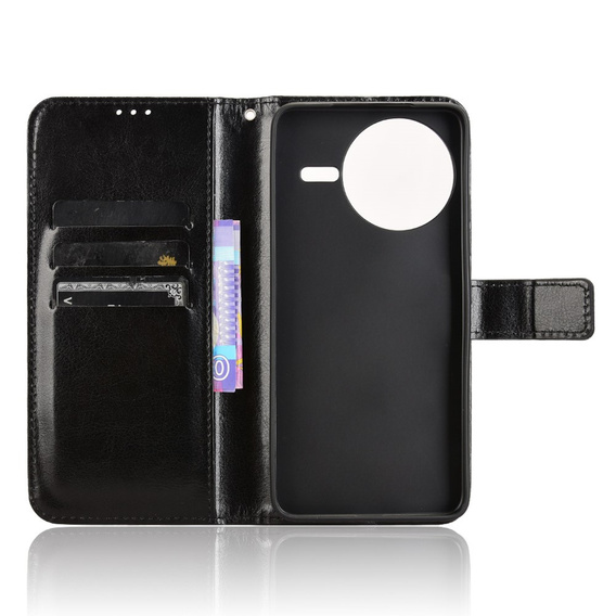 Flip case for Xiaomi Poco F7 Pro, Crazy Horse Wallet, black