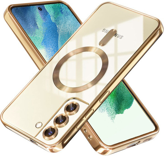 Case for Samsung Galaxy S21 FE, Electro MagSafe, gold + Screen Glass