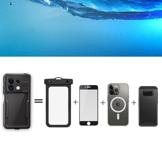 IP68 Waterproof Case for Xiaomi Redmi Note 13 5G, Redpepper, black