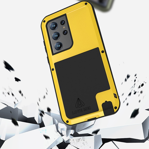 Love Mei Case for Samsung Galaxy S23 Ultra, armored without glass, yellow