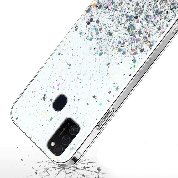 Case for Samsung Galaxy M21, Glittery, transparent