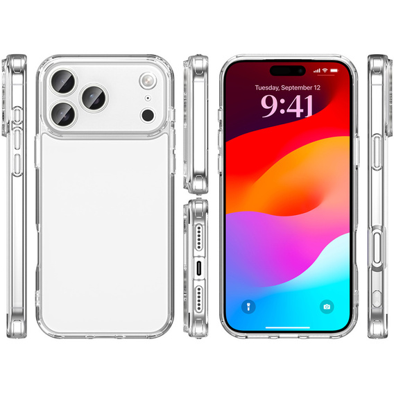 Silicone sleeve for iPhone 17 Pro Max, with hard back, transparent