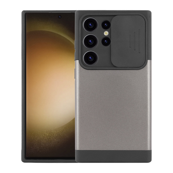 Case for Samsung Galaxy S24 Ultra, ERBORD MagProtect Slide Camera, gray gunmetal
