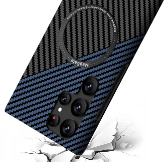Case for Samsung Galaxy S22 Ultra, Magsafe Slim Carbon, black / blue