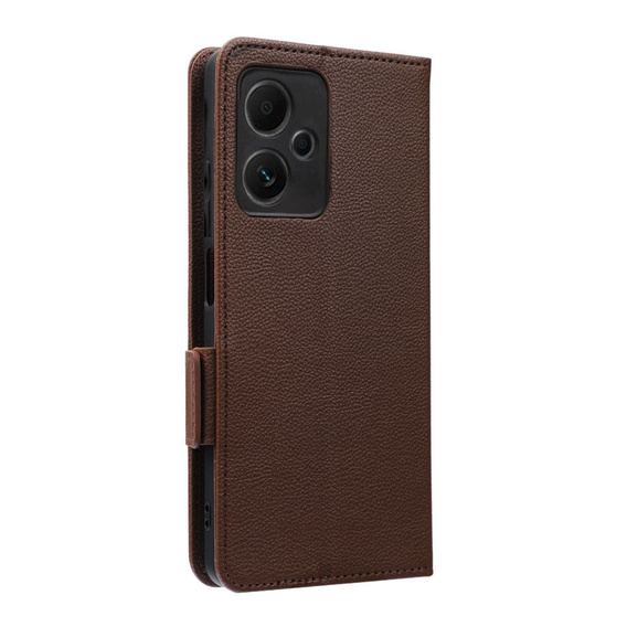 Flip case for Xiaomi Redmi Note 12 5G / POCO X5 5G, Wallet Litchi Magnet, brown