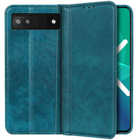 Case for Google Pixel 7a, Wallet Litchi Leather, green