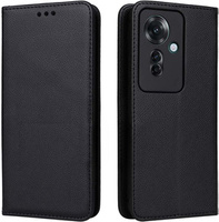 Flip case for Oppo Reno 11F 5G, Smart Magnetic, black + 9H glass