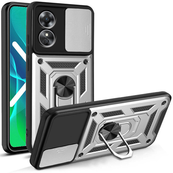 Case for Oppo A17, CamShield Slide, silver