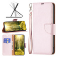 Flip case for Samsung Galaxy A25 5G, Wallet Litchi Leather, pink + 9H glass
