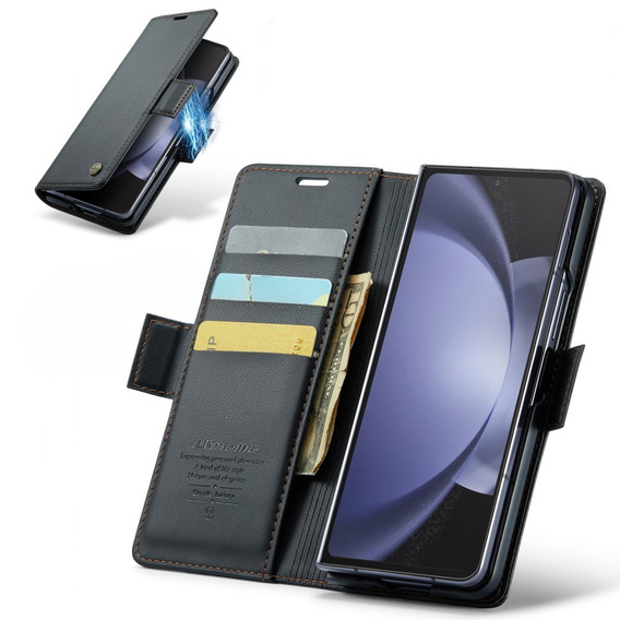CASEME flip case for Samsung Galaxy Z Fold6 5G, Litchi Wallet, black