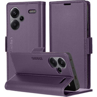 Case for Xiaomi Redmi Note 13 Pro+, ERBORD Glossy Litchi, wallet with flap, purple