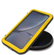 Love Mei Case for iPhone 11, armored with glass, yellow / black