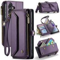 Case CASEME for Samsung Galaxy A55 5G, RFID Leather Wallet, with shoulder strap, purple