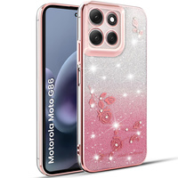 Case for Motorola Moto G86 5G, Glitter Flower, pink rose gold