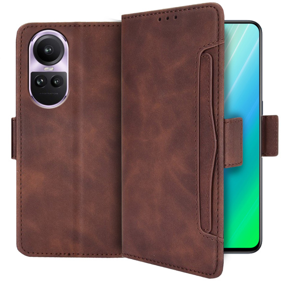 Flip case for Oppo Reno 10 / 10 Pro, Card Slot, brown