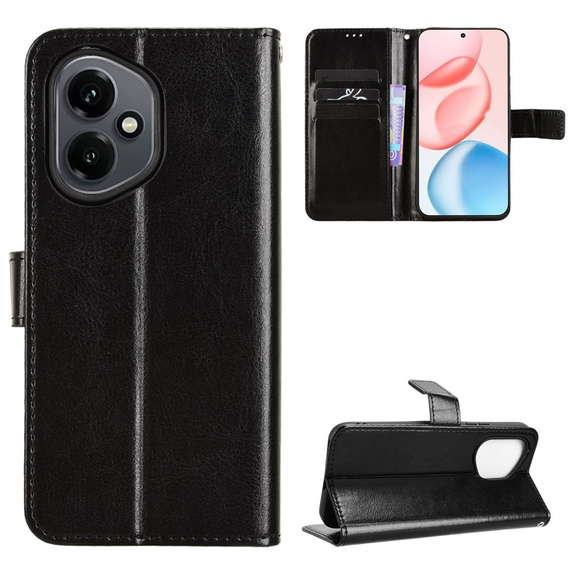Flip case for Honor 400 5G, Crazy Horse Wallet, black
