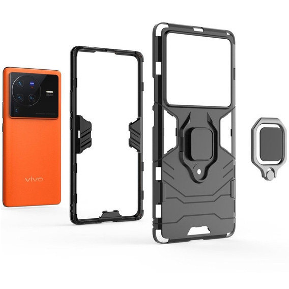 Case for Vivo X80 Pro 5G, Kickstand Ring, black