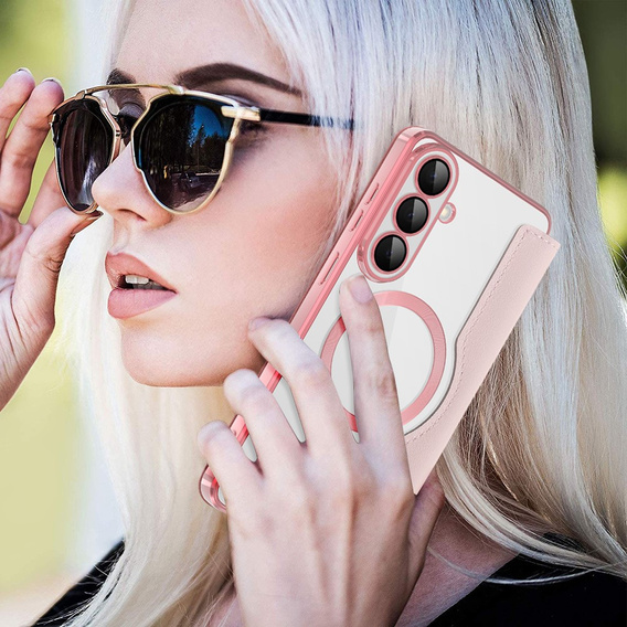 RFID Wallet MagSafe Flip Case with Camera Protection for Samsung Galaxy S26, Pink