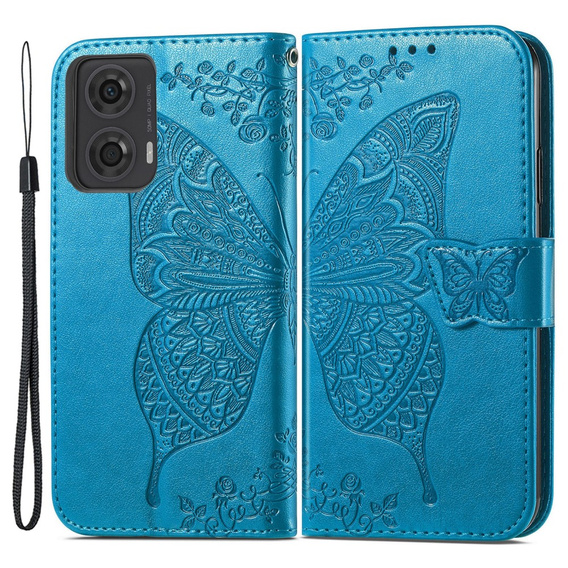 Flip case for Motorola Moto G24 / G24 Power / G04, Butterfly, blue