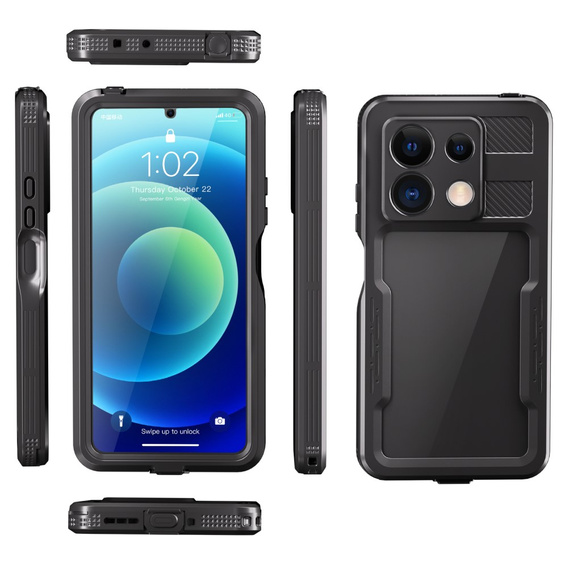 IP68 Waterproof Case for Xiaomi Redmi Note 13 5G, Redpepper, black