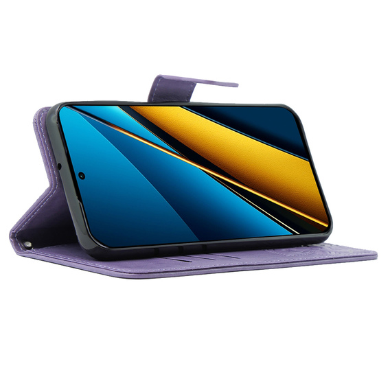 Flip case for Xiaomi Poco X6 5G, Butterfly, purple