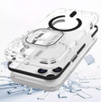 Case for iPhone 17 Pro Max, for MagSafe, with stand, transparent with black inserts