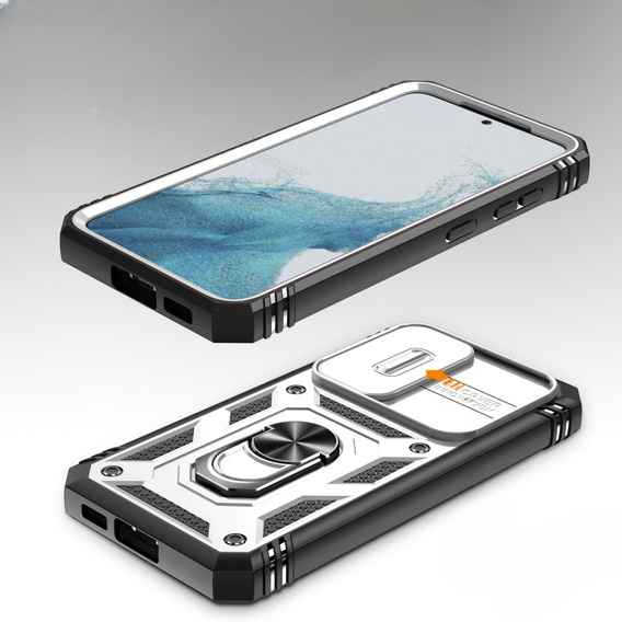 Case for Samsung Galaxy S23, CamShield Slide, CamShield Slide, white / black
