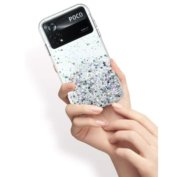 Case for Xiaomi Poco X4 Pro 5G, Glittery, transparent