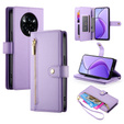 Flip case for Realme 14 Pro+ 5G, Wallet Zipper Pocket, purple