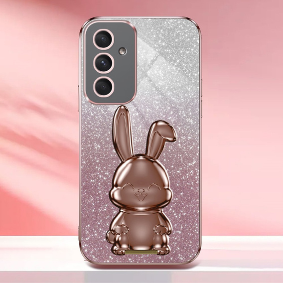 Case for Samsung Galaxy A54 5G, Glitter Rabbit, with slide-out stand, pink